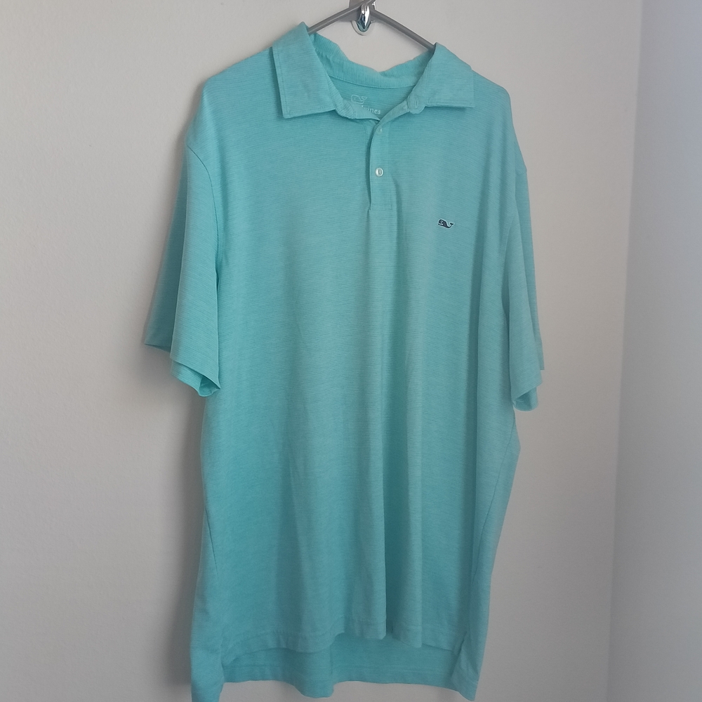 Vineyard Vines Shirts Men XL Light Blue & White Polo Performance Versatile Offic